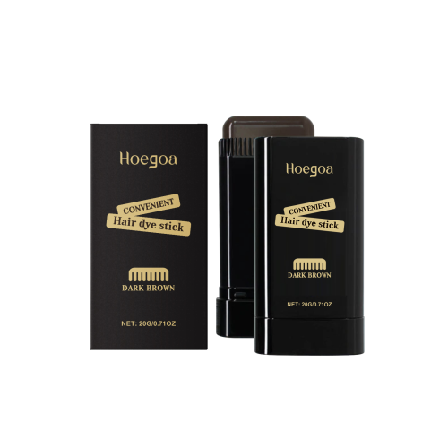 Hoegoa 黑棕色美发棒 自然修饰遮盖日常补色温和配方便捷美发膏