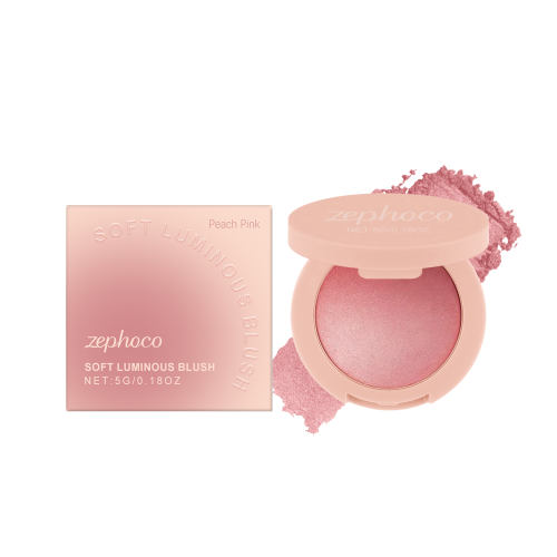 zephoco 桃红色微夜光珍珠腮红 自然肤感妆容打造红润光泽细腻腮红
