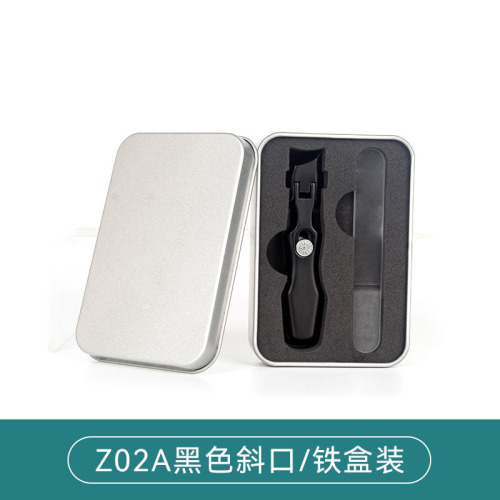 新款不锈钢防飞溅指甲钳（黑色） 厚甲克星斜口大号锋利美甲指甲刀套装