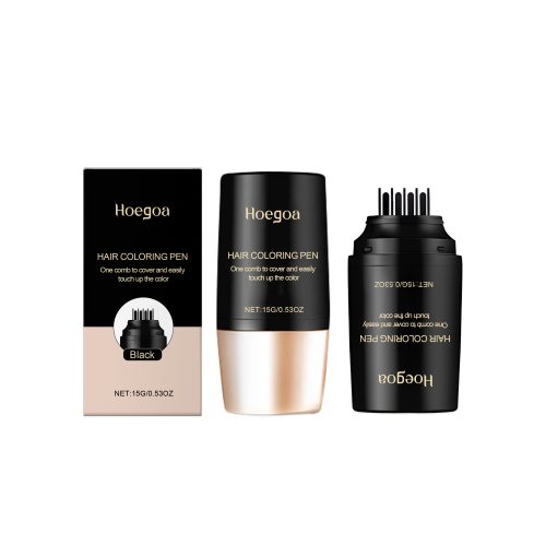 Hoegoa 黑色防水美发补色笔 头发自然遮盖植物美发剂温和不伤发