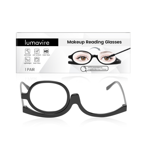 Lumavire 化妆辅助眼镜 1.7倍放大+180°旋转镜片便携美妆折叠眼镜