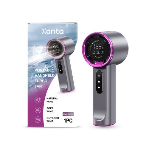Xorita 灰紫色高速手持风扇 三档风力自由调节快充超长续航静音便携风扇