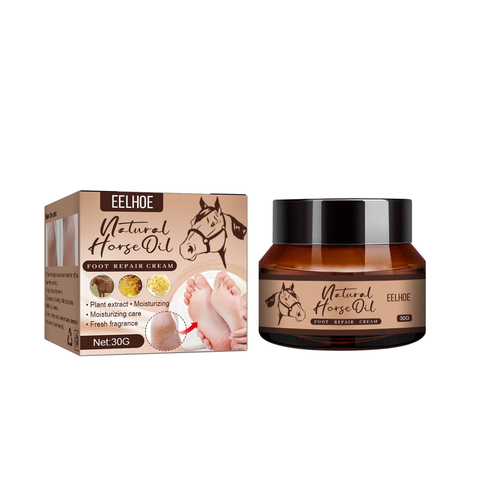 Crème pour les pieds à l'huile de cheval EELHOE, crème hydratante et nourrissante pour réparer les pieds secs._voghion.com