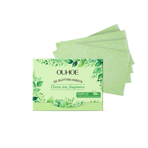 OUHOE 清新绿茶吸油纸 面部清洁减少油光清爽日常便携式吸油纸